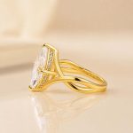 S925 Moissanite Twist 3.0Ct Marquise Cut Yellow Gold Engagement Ring - Image 4