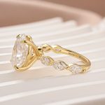 Moissanite 5.5Ct Oval Cut with 1.5Ct Side Stone Marquise Cut Engagement Ring in S925 Sterling Silver - Image 5