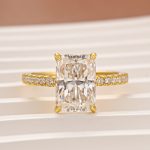 S925 Moissanite 3.5Ct Radiant Cut Engagement Ring in Sterling Silver - Image 3