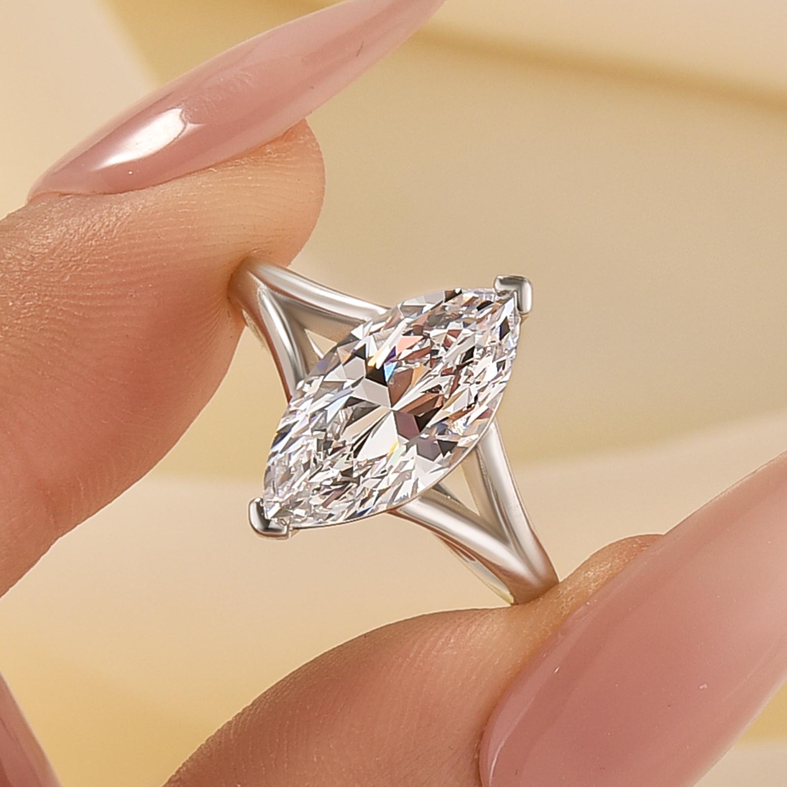 2-LT4geJ S925 3.0Ct Marquise Cut Split Shank Engagement Ring Travel Ring In Sterling Silver - Image 1