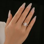 S925 Moissanite Triple Row Pavé 3.5Ct Radiant Cut White Gold Engagement Ring - Image 3