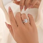 S925 5.5Ct Emerald Cut Hidden Halo Engagement Ring Travel Ring In Sterling Silver - Image 2
