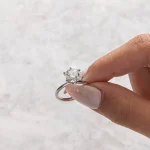 S925 Maxine 2.0~4.0 Carat Moissanite 6 Prong Round Cut Promise Ring - Image 3