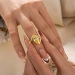 S925 4.5Ct Pear Cut Yellow Gold Engagement Ring For Woman - Image 8