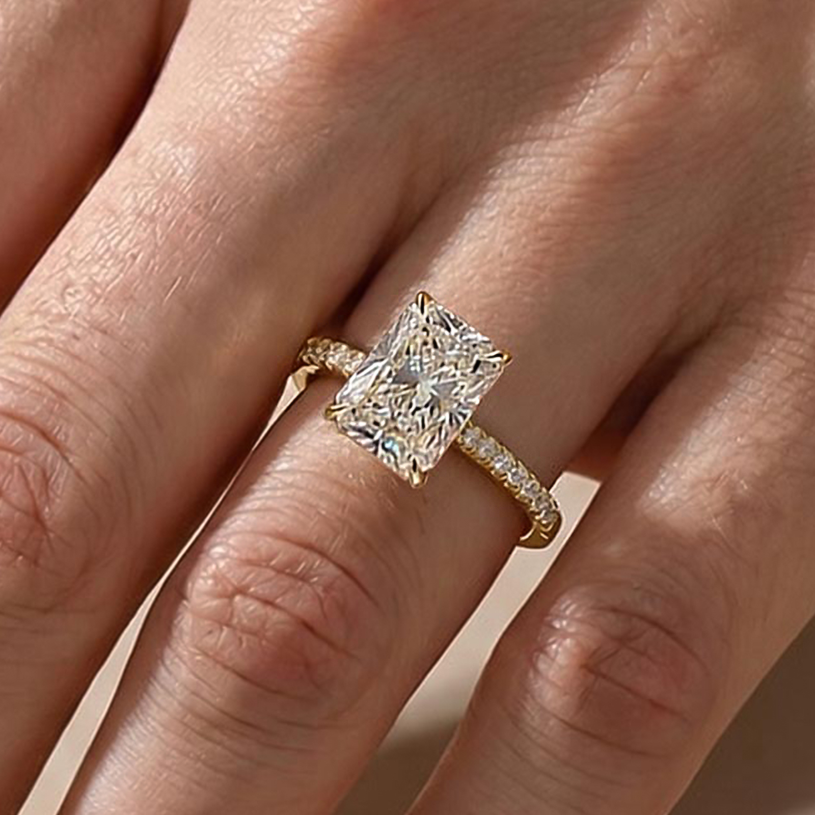3-12 S925 Exclusive 4.5Ct Radiant Cut Engagement Ring For Women In Sterling Silver - Image 1