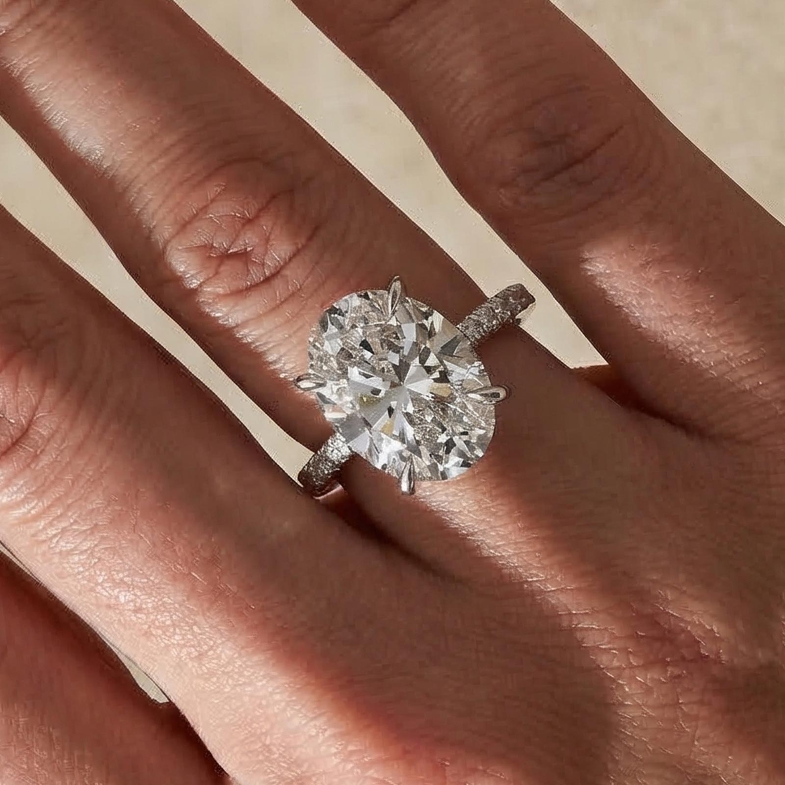 3-159 S925 8.0Ct Oval Cut Simulated Diamond Engagement Ring - Image 1