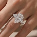 S925 8.0Ct Pear Cut Three Stone Engagement Ring