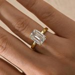 S925 4.5Ct Emerald Cut Solitaire Engagement Ring For Women In Sterling Silver