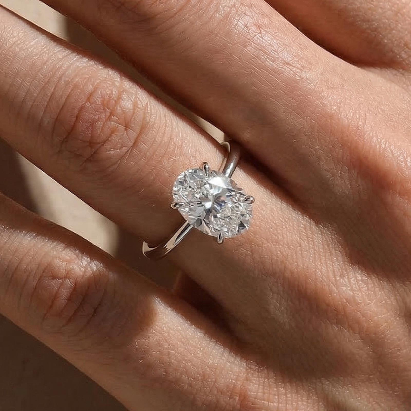 3-165 S925 Maxine Classic Moissanite 2.0 Ct~5.5 Ct Solitaire Oval Cut Engagement Ring - Image 1