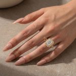 S925 Maxine Luxurious Double Halo Emerald Cut Engagement Ring in Sterling Silver - Image 3