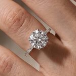 S925 Luxurious Round Cut 4 Prong Engagement Ring For Women In Sterling Silver