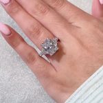 S925 4.5Ct Radiant Cut Three Stone Yellow Gold Promise Ring Engagement Ring In Sterling Silver - Image 4