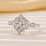 S925 Stunning Marquise Cut Three Stone Engagement Ring In Sterling Silver - Image 3