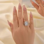 S925 Maxine Simulated Diamond Halo Radiant Cut Engagement Ring - Image 2