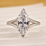 S925 3.0Ct Marquise Cut Split Shank Engagement Ring Travel Ring In Sterling Silver - Image 3