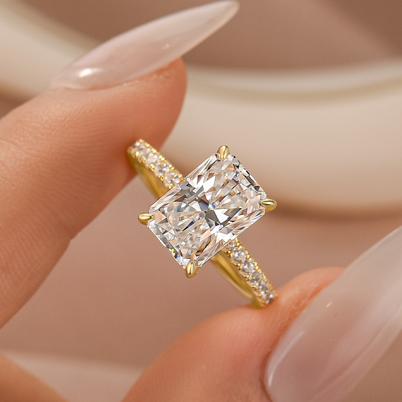 3-qOrP7R S925 Moissanite 3.5Ct Radiant Cut Engagement Ring in Sterling Silver - Image 1