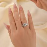 S925 Moissanite Split Shank 4.0Ct Round Cut White Gold Engagement Ring - Image 2