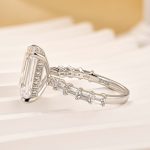 S925 5.5Ct Emerald Cut Hidden Halo Engagement Ring Travel Ring In Sterling Silver - Image 4