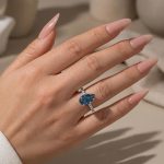 S925 Unique Pear Cut Blue Sapphire Engagement Ring In Sterling Silver - Image 3