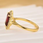 S925 Yellow Gold Halo Emerald Cut Engagement Ring In Sterling Silver - Image 11
