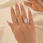 S925 Lovely Halo Oval Cut Engagement Ring For Women In Sterling Silver - Image 2