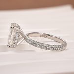 S925 Moissanite Triple Row Pavé 3.5Ct Radiant Cut White Gold Engagement Ring - Image 5