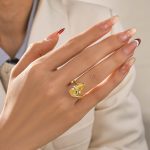 S925 4.5Ct Pear Cut Yellow Gold Engagement Ring For Woman - Image 7