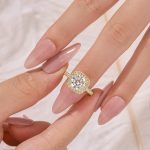S925 Stunning Halo Round Cut Simulated Diamond Engagement Ring In Sterling Silver - Image 9