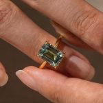 S925 Moissanite 3.5 Carat Green Solitaire Emerald Cut Engagement Ring