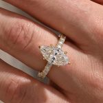 S925 White &Green Moissanite 3.0 Ct Marquise Cut Side Stone Yellow Gold Engagement Ring