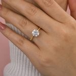 S925 Maxine Precious Moissanite 2.0 Carat Round Cut Yellow Gold Engagement Ring For Women - Image 2
