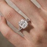 S925 Split Shank 4.0Ct Cushion Cut Engagement Ring in Sterling Silver
