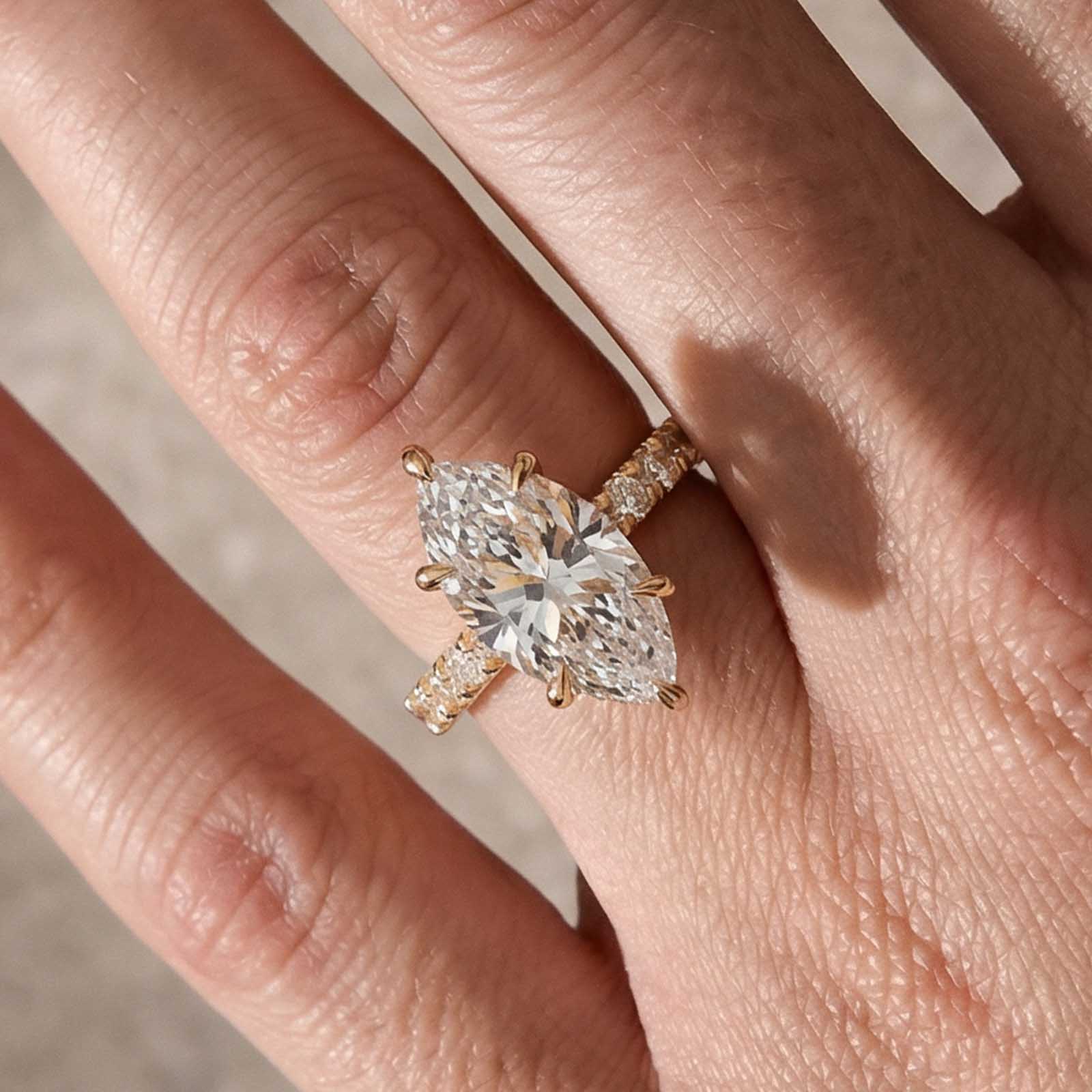 5-89 S925 6.0Carat Marquise Cut Engagement Ring Full Simulated Diamond in Sterling Silver - Image 1