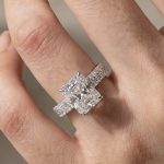 S925 4.0Ct Radiant Cut Pave Engagement Ring for Women in 18K White Gold Plated Sterling Silver