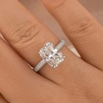 S925 Moissanite Triple Row Pavé 3.5Ct Radiant Cut White Gold Engagement Ring