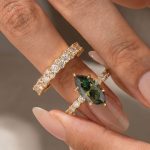 S925 White &Green Moissanite 3.0 Ct Marquise Cut Side Stone Yellow Gold Engagement Ring - Image 11