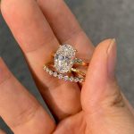 S925 Solitaire 5.5Ct Oval Cut 18K Yellow Gold/ White Gold Wedding Ring Set With Round Cut Wedding Band - Image 3