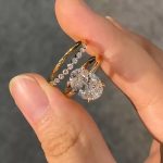 S925 Solitaire 5.5Ct Oval Cut 18K Yellow Gold/ White Gold Wedding Ring Set With Round Cut Wedding Band - Image 4