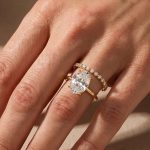 S925 Solitaire 5.5Ct Oval Cut 18K Yellow Gold/ White Gold Wedding Ring Set With Round Cut Wedding Band - Image 9
