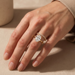 S925 Solitaire 5.5Ct Oval Cut 18K Yellow Gold/ White Gold Wedding Ring Set With Round Cut Wedding Band - Image 11