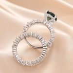 S925 Moissanite 3.0Ct Round Green Stone Wedding Set/Engagement Ring For Holiday Ring Gift - Image 10