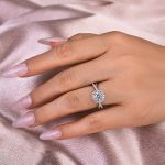 S925 Maxine Moissanite Noble 1.0 Carat Halo Round Cut Engagement Ring - Image 3