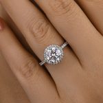 S925 Classic Halo Round Cut Women's Engagement Ring In White Gold - Image 2