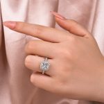 S925 Maxine Moissanite 2.0 Ct Halo Round Cut White Gold Promise Ring - Image 2
