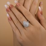 S925 Double Halo Pear Cut Engagement Ring for Women - Image 3