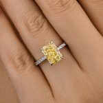 S925 Beautifully 3.5 Carat Yellow Sapphire Radiant Cut Engagement Ring - Image 4