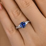 S925 Classic Twist 1.25 Carat Round Cut Blue Sapphire Engagement Ring For Her In Sterling Silver - Image 5