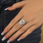 S925 Double Halo Pear Cut Engagement Ring for Women - Image 4