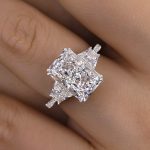 S925 Gorgeous Three Stone Crushed Ice Radiant Cut Engagement Ring