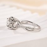S925 Maxine Moissanite Noble 1.0 Carat Halo Round Cut Engagement Ring - Image 6